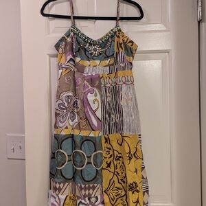Colorful Patterned Spaghetti Strap Dress